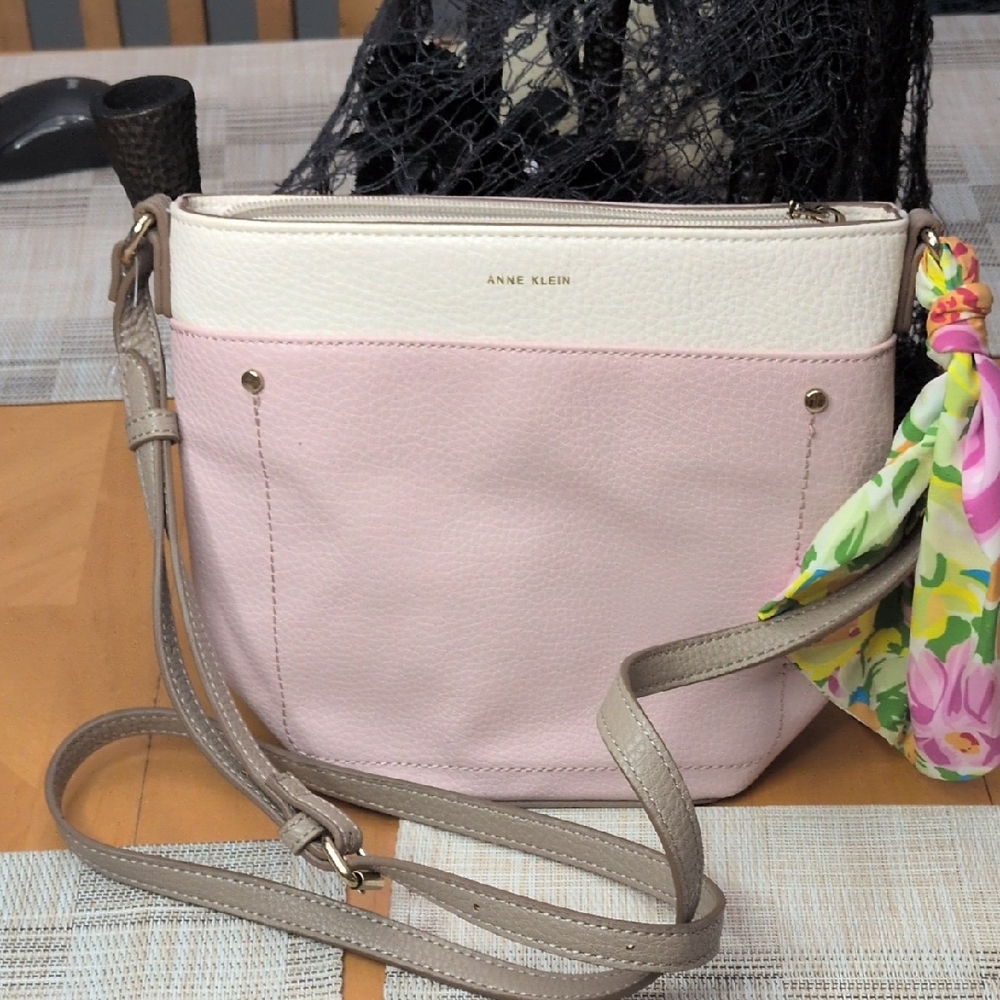Anne Klein Blush Pink and Cream Crossbody Bag